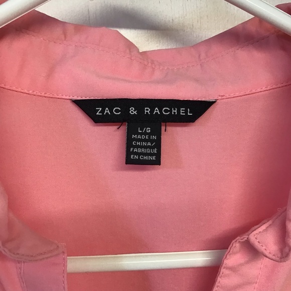 Zac & Rachel Hot pink pleated front blouse button front dress shirt Barbie pink - Picture 6 of 10